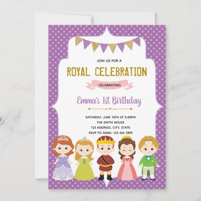 Princess Birthday Party Invitation card (Front)