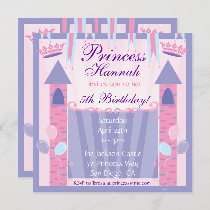 Princess Birthday Party Invitation Castle | Zazzle