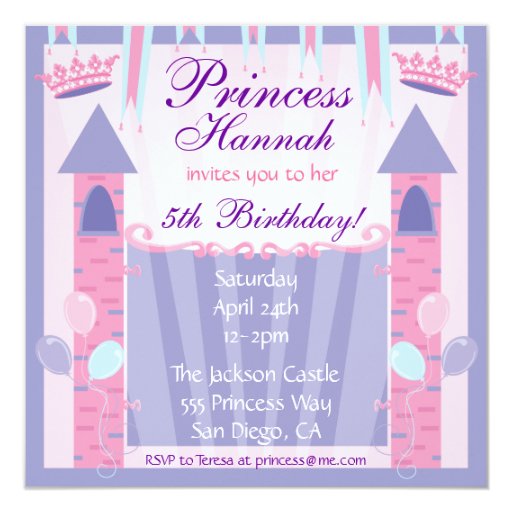 Princess Birthday Party Invitation Castle | Zazzle