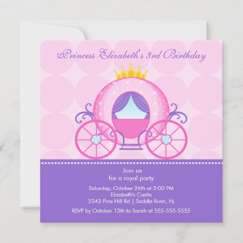 Princess Birthday Party Invitation Cute Carriage