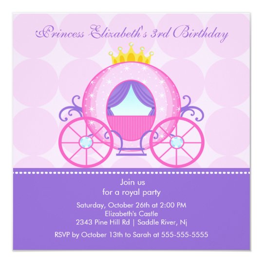 Download Princess Birthday Party Invitation Cute Carriage | Zazzle.com