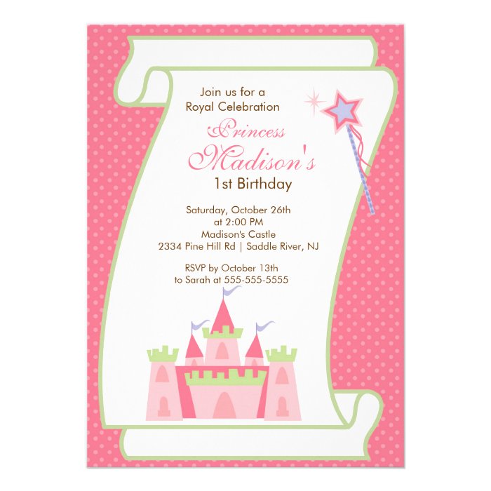 Princess Birthday Party Invitation Elegant Pink