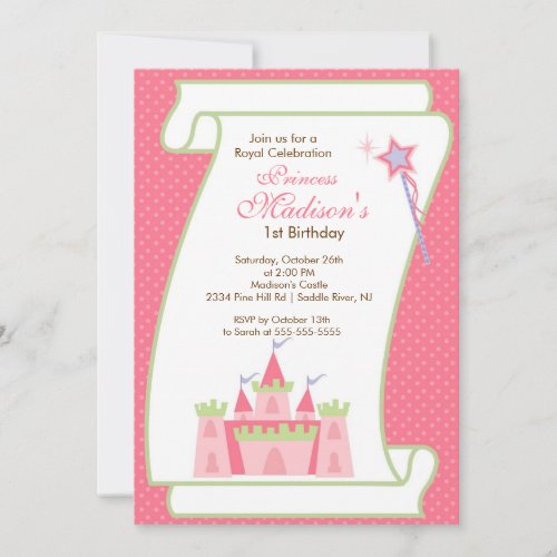 Princess Birthday Party Invitation Elegant Pink