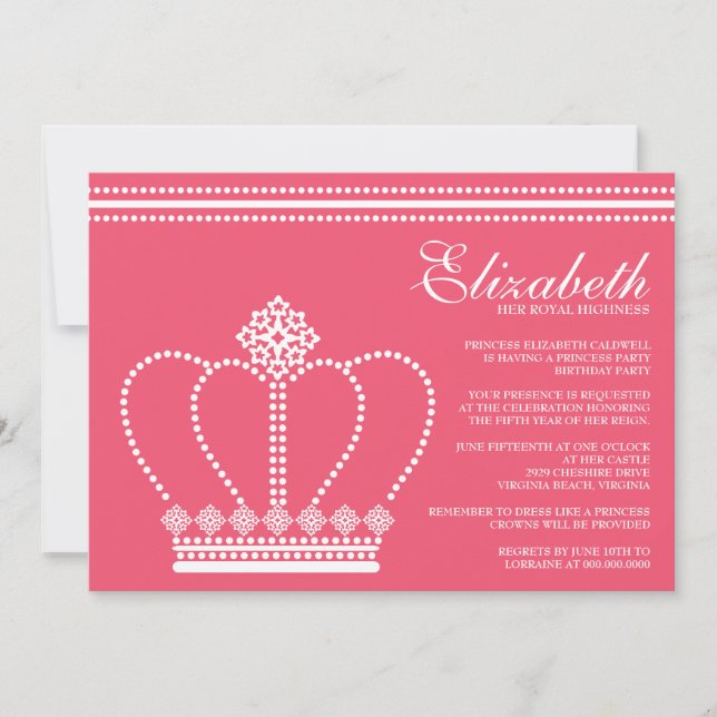 Princess Birthday Party Invitations (Front)