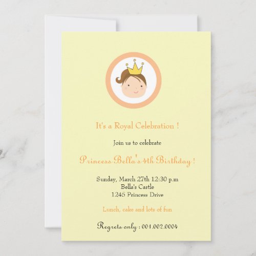 Princess- Birthday party invitations(yellow)