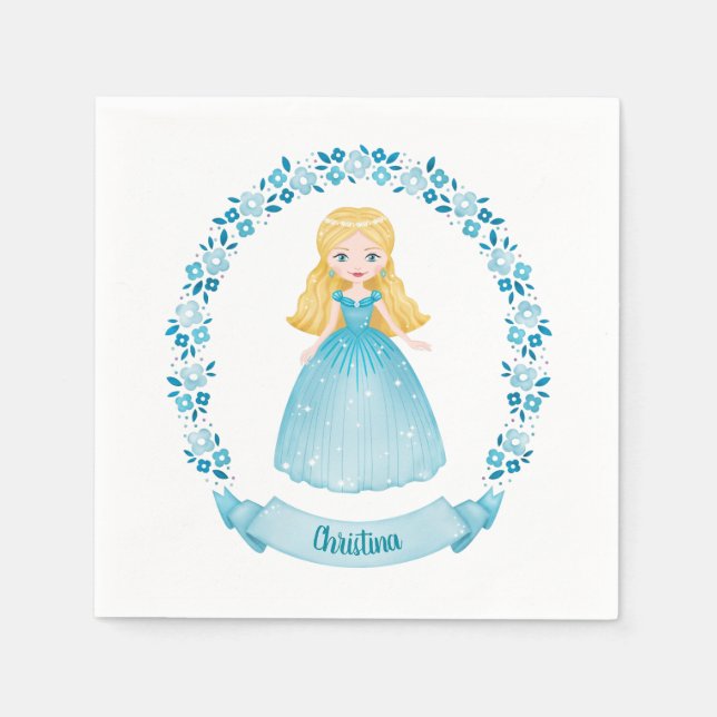 Princess Birthday Party Napkins (Front)