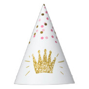 Princess Birthday Party Paper Hat Pink Gold Crown at Zazzle