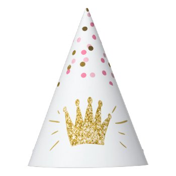 Princess Birthday Party Paper Hat Pink Gold Crown by Anietillustration at Zazzle