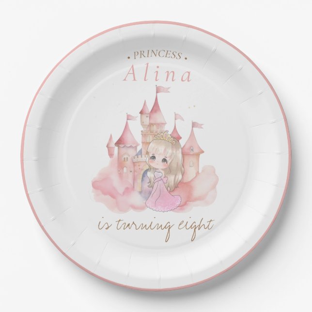 Princess Birthday Party Paper Plates (Front)