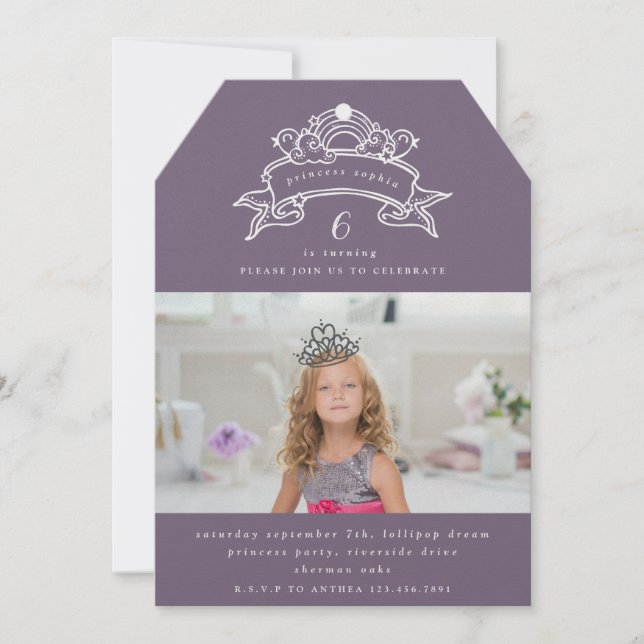 PRINCESS BIRTHDAY PARTY PHOTO INVITATION (Front)