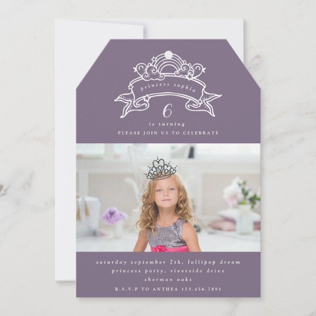 PRINCESS BIRTHDAY PARTY PHOTO INVITATION (Front)