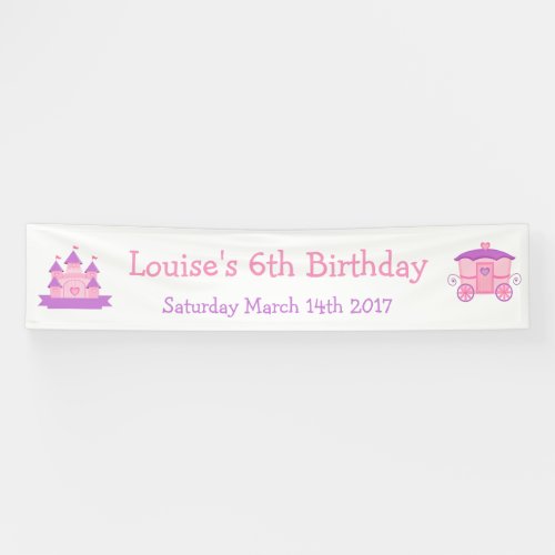 Princess Birthday Party Pink and Purple Banner