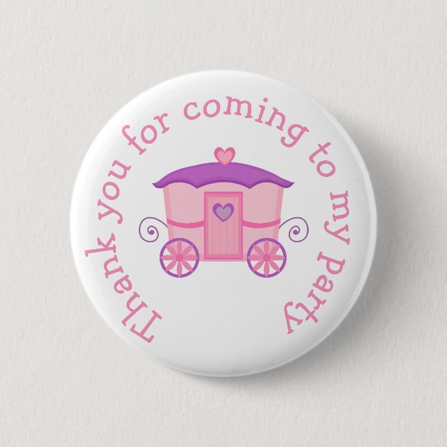 Princess Birthday Party Pink and Purple Button (Front)