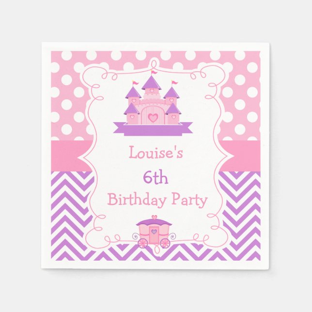 Princess Birthday Party Pink and Purple Napkins (Front)