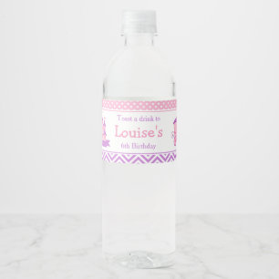 Princess Birthday Party Pink and Purple Water Bottle Label