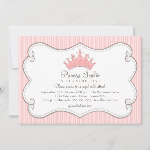 Princess Birthday Party Pink Crown Invitation
