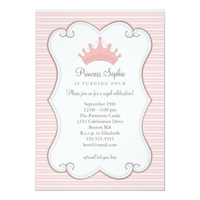 Princess Birthday Party Pink Crown Invitation | Zazzle