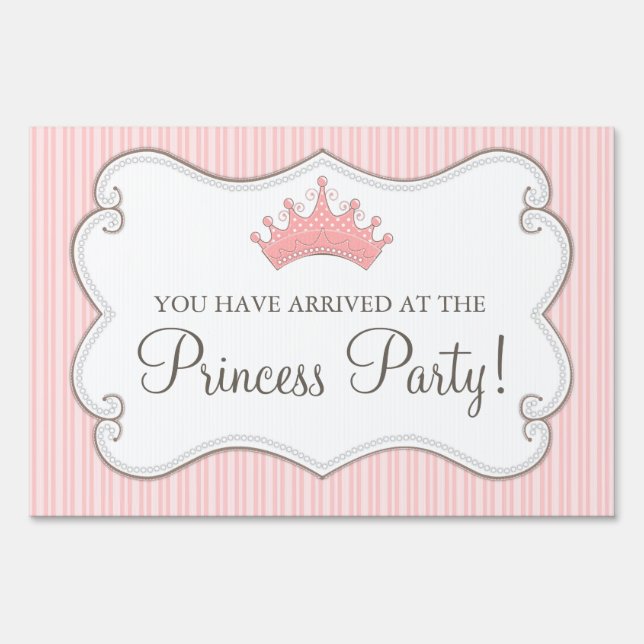 Princess Birthday Party Pink Crown Yard Sign (Front)