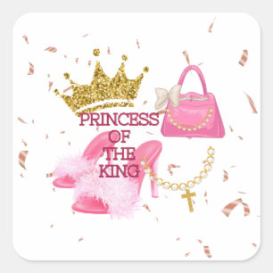 Princess birthday party  square sticker