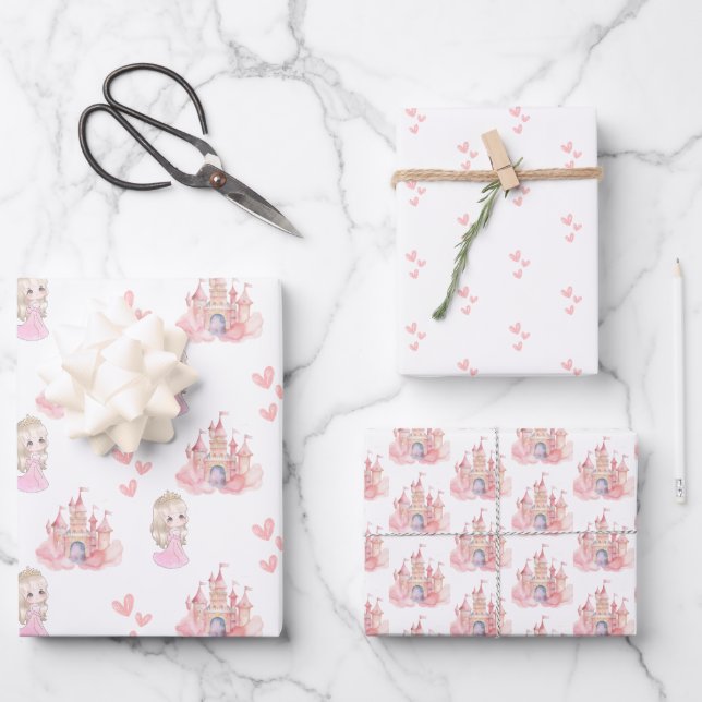 Princess Birthday party Wrapping Paper Sheets (Front)