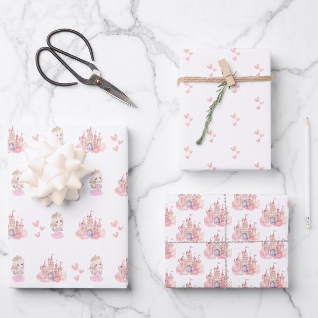 Princess Birthday party Wrapping Paper Sheets (Front)