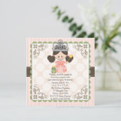 Princess Birthday Photo Invitations Card Brunette (Standing Front)