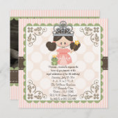 Princess Birthday Photo Invitations Card Brunette (Front/Back)