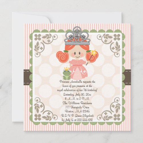 Princess Birthday Photo Invitations Red Head