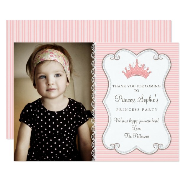 Princess Birthday Photo Thank You Card