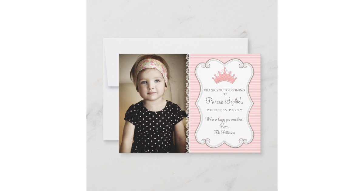 Princess Birthday Photo Thank You Card | Zazzle