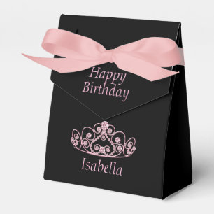 Princess Birthday - Pink Tiara Crown Favor Boxes