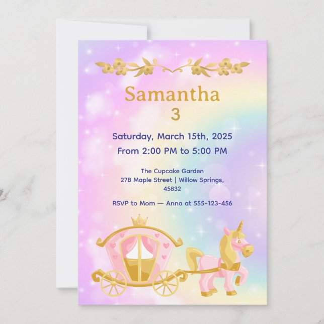 Princess  Birthday Samantha 3 Birthday Party Invitation (Front)