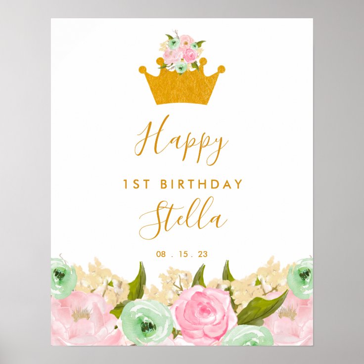 Princess Birthday Sign, Girl Birthday Decorations | Zazzle