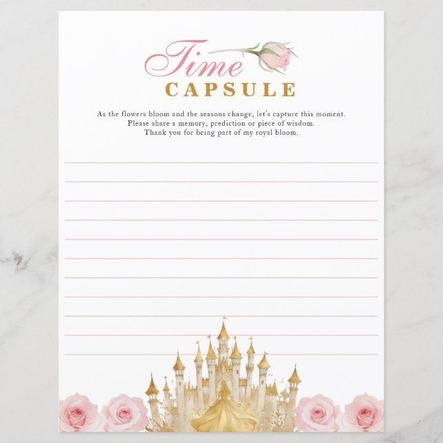 Princess Birthday Time Capsule Game - Royal Party  (Front)