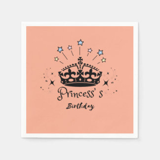  Princess Birthday - Vintage Minimalist Retro Crow Napkins