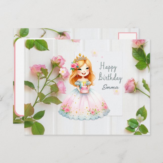 Princess Birthday Wishes Postcard (Front/Back)