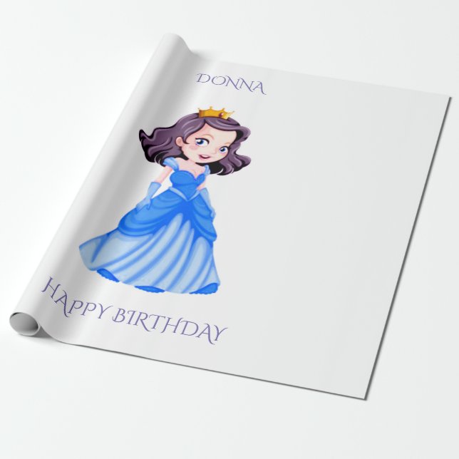 Princess birthday wrapping paper. Custom name. Wrapping Paper (Unrolled)