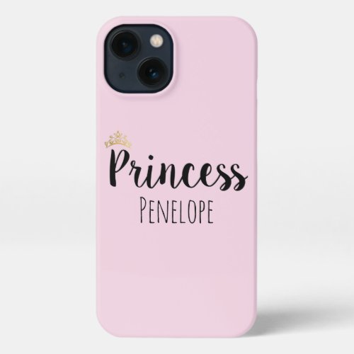 Princess Black Script Font Crown iPhone 13 Case