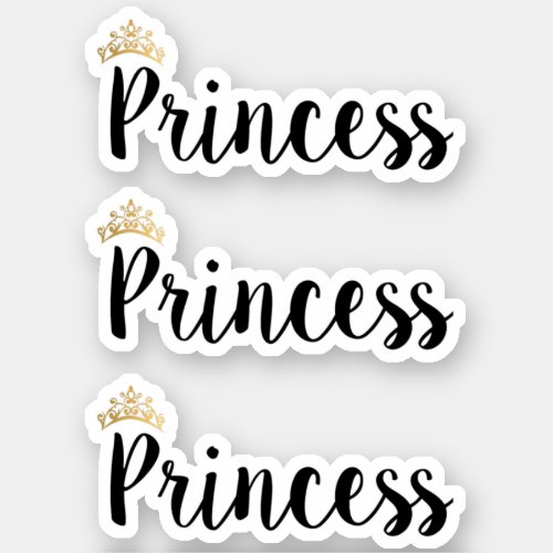 Princess Black Script Font Crown Sticker