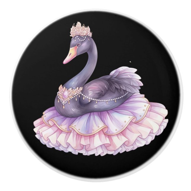Princess Black Swan Girl's Ceramic Knob (Front)