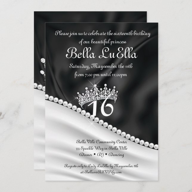 Princess Bling Diamond Party Invitations (Front/Back)