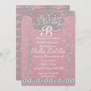 Princess Bling Diamond Party Invitations