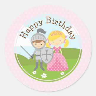 Princess blond and Knight 2inch circle sticker