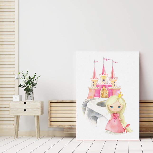 Princess, Blonde Hair, Castle, Crown, Girl Nursery Acrylic Print (Creator Uploaded)