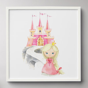 Princess, Blonde Hair, Castle, Crown, Girl Nursery Peel And Stick Photo Tile