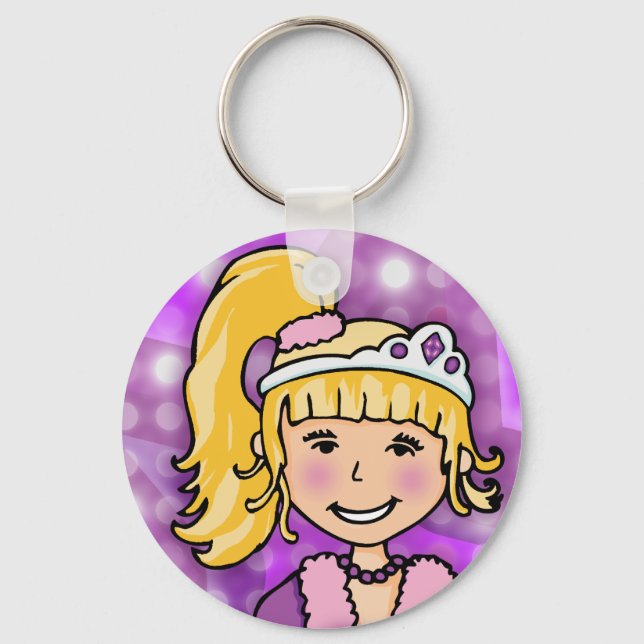 Princess blonde hair purple keychain (Front)