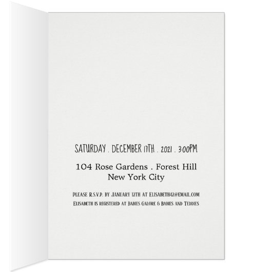 Princess Blue Baby Shower Invitation (Inside (Right))