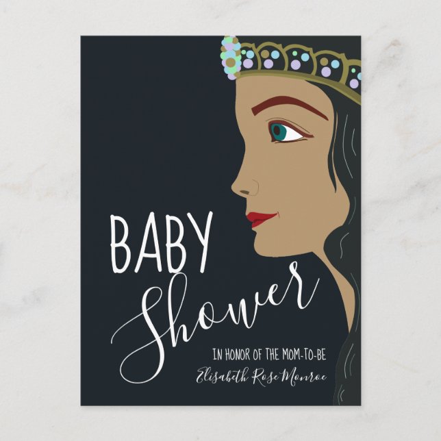 Princess Blue Baby Shower Invitation Postcard (Front)