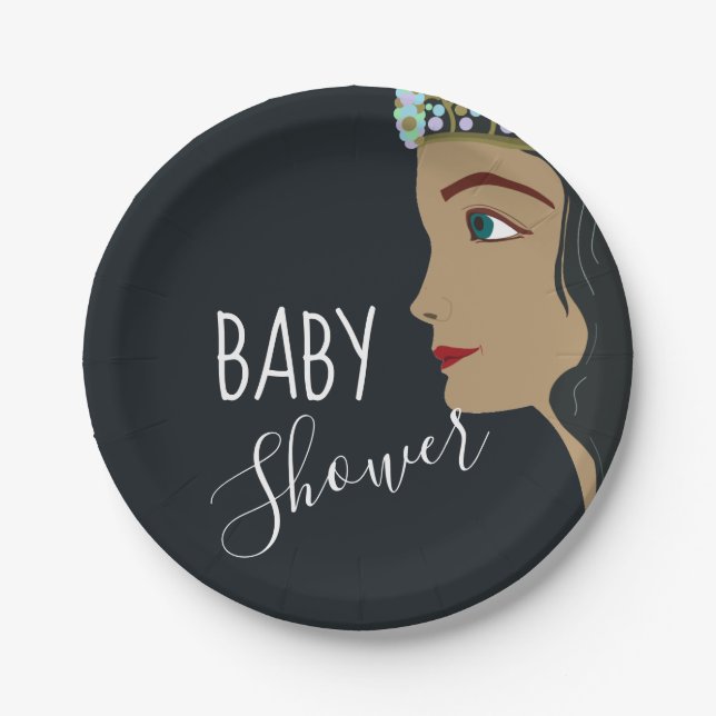 Princess Blue Baby Shower Paper Plates (Front)