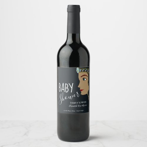 Princess Blue Baby Shower Wine Label